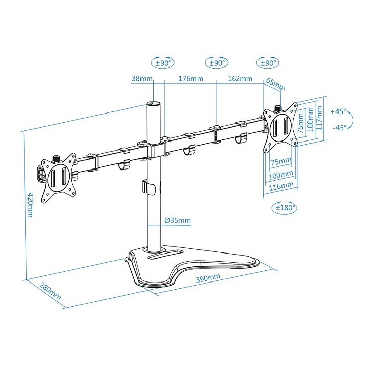Tooq Soporte mesa DB1702TN-B 2 brazos 17-32
