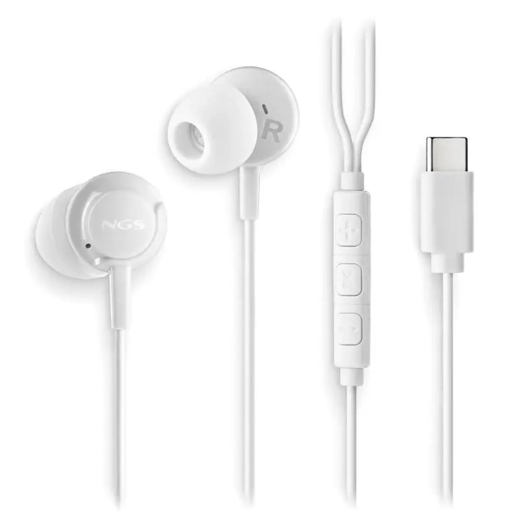 NGS Auricular Blanco Estéreo USB-C con cable 2