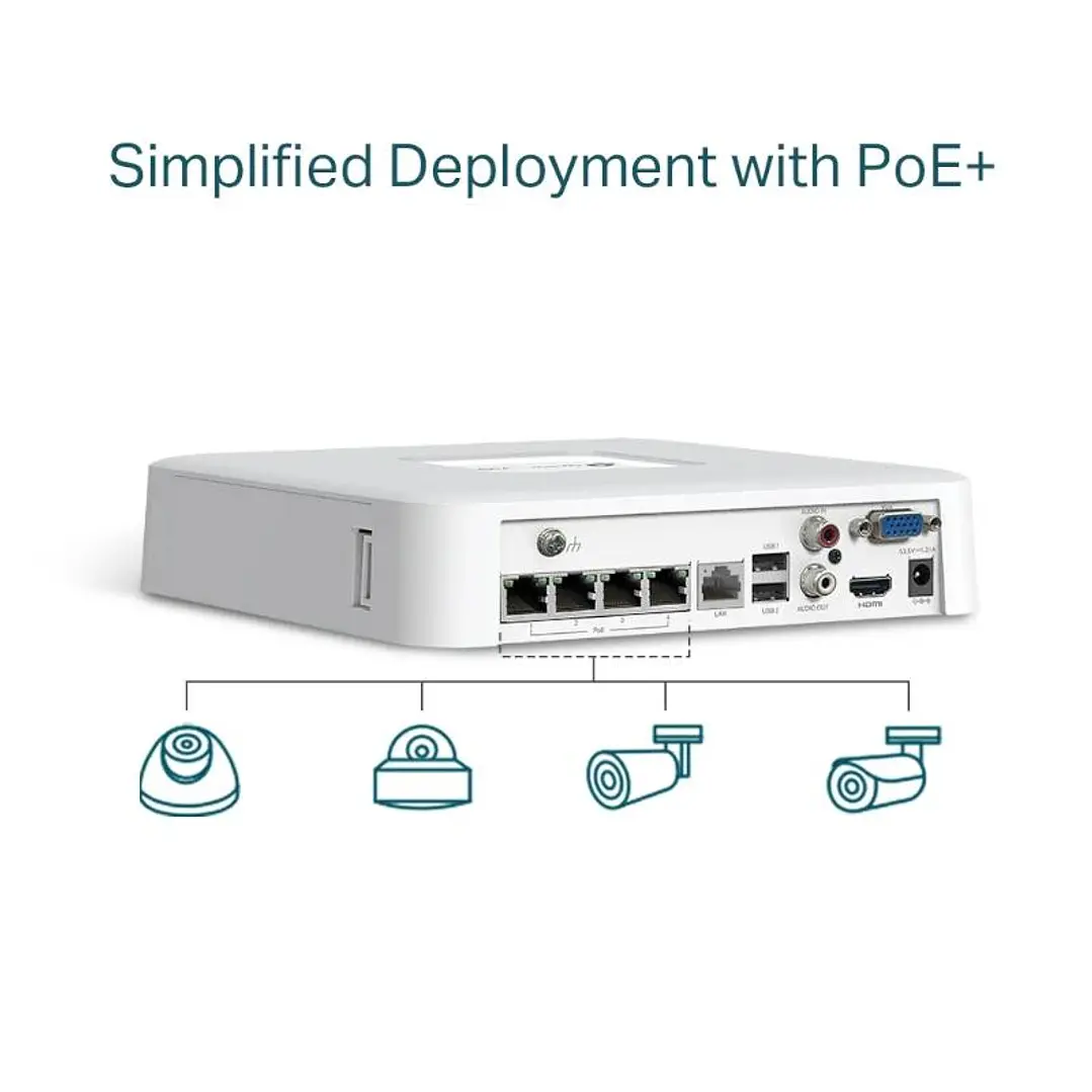 VIGI NVR1104H-4P Grabador IP Sencillo HDD 01 HDD 4 3