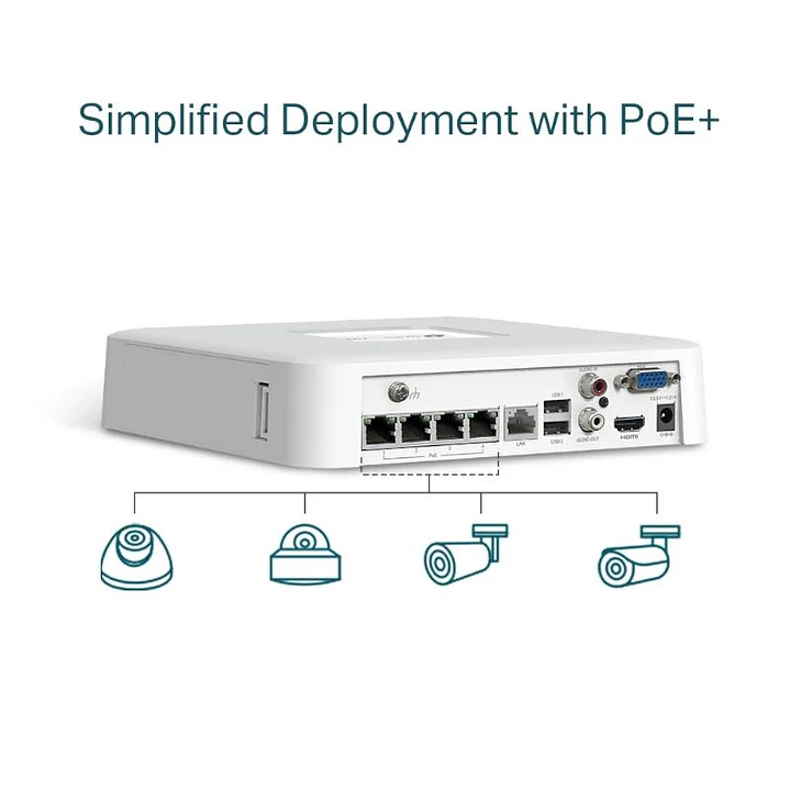 VIGI NVR1104H-4P Grabador IP Sencillo HDD 01 HDD 4 3