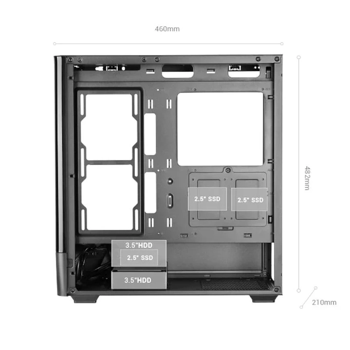 MARS GAMING Caja ATX Pantalla IPS 7,2