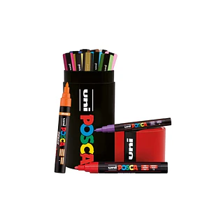 Posca Lata Metalica con 13 Marcadores de Pintura - 4x PC-5M, 5x PC-3M, 4x PC-5BR - Tinta Base al Agua - No Permanente - Resistente a la Luz - Colores 