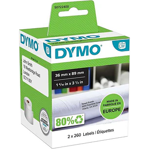 Dymo LW 99012 Etiquetas Originales de Direccion Grandes Autoadhesivas - 36x89mm - 520 Unidades - S0722400