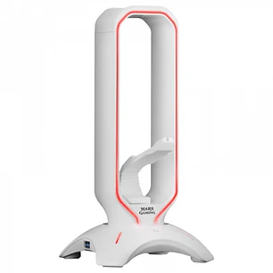Mars Gaming MHHPRO Accesorio 3 en 1 - Soporte Auriculares - Bungee Raton - 2 Puertos USB 3.0 - Iluminacion RGB Flow 10 Modos - Control Tactil - Color 