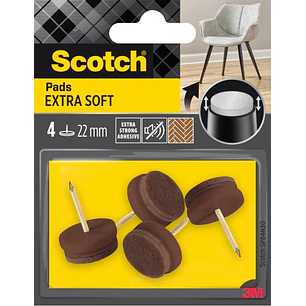 Scotch Pack de 4 Almohadillas de Fieltro con Clavo - Extrasuaves - Diametro de 22mm - Color Marron - SP84N30