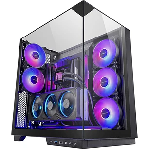 Mars Gaming MC-3GF Caja Torre ATX - 2 Ventiladores ARGB Traseros Preinstalados - Triple Cristal Templado - Montaje Vertical para Tarjetas Graficas - S