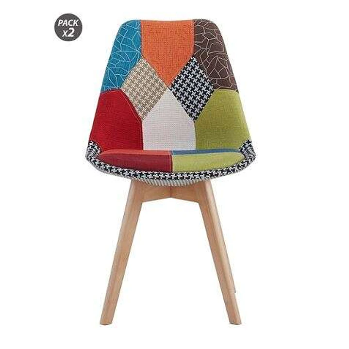Muvip Pack 2 Sillas Design D400 - Tela Patchwork 1