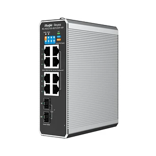 Ruijie RG-NIS2100-8GT2SFP-HP Switch Industrial - 8 Puertos Ethernet hasta 1Gbps - 2x SFP 1Gbps - PoE+/PoE++ - Gestionado en la Nube - Color Negro y Gr