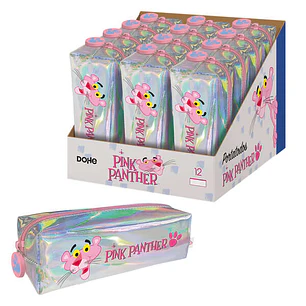 Dohe Expositor de 12 Portatodos Cuadrados Brillantes de Pink Panther - 200mm - para Todo Tipo de Utensilios Escolares - Fabricado en Material Flexible