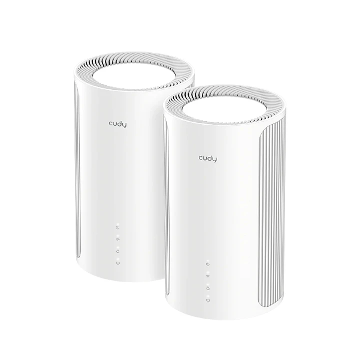 Cudy BE6500 Pack de 2 Sistemas WiFi 7 Mesh 2.5G - Servidor y Cliente VPN - Ethernet 2.5Gbps - Soporta hasta 200 Dispositivos - Control en la Nube con  1