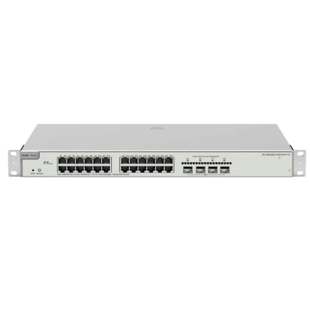 Ruijie RG-NBS5200-24GT4XS-P-V2 Switch con Auto-Negociacion - 24 Puertos Ethernet hasta 1Gbps - 4x SFP+ hasta 10Gbps - PoE/PoE+ hasta 370W - Fuente de  1