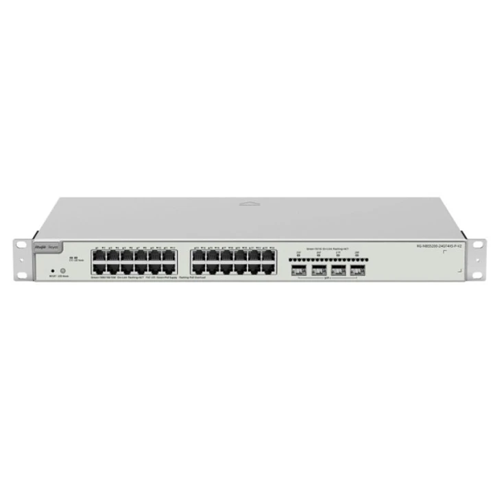 Ruijie RG-NBS5200-24GT4XS-P-V2 Switch con Auto-Negociacion - 24 Puertos Ethernet hasta 1Gbps - 4x SFP+ hasta 10Gbps - PoE/PoE+ hasta 370W - Fuente de  1