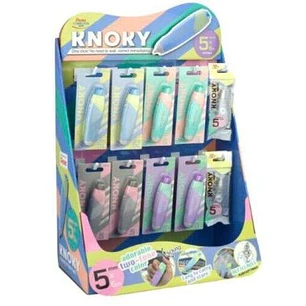 Pentel Knoky Expositor de 48 Cintas Correctoras 5mm x 6m + 12 Recambios - Mecanismo de Presion - Forma Ergonomica - Recargable - Colores Surtidos