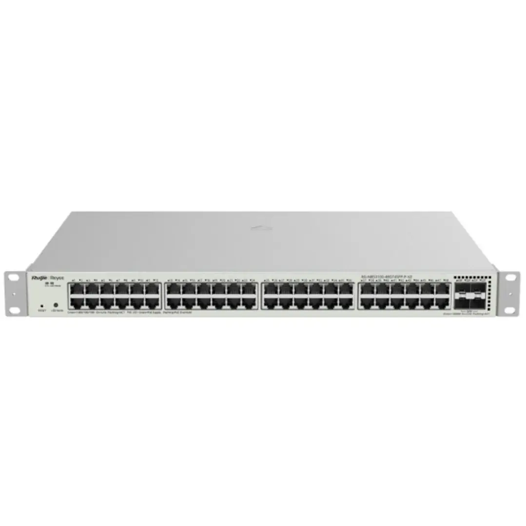 Ruijie RG-NBS3100-48GT4SFP-P-V2 Switch Gestionado en Capa 2 - Montaje en Rack 1U - 48 Puertos - PoE 370W - Color Acero 1