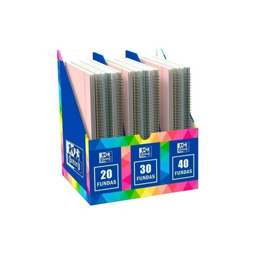 Oxford Live and Go Expositor con 20 Carpetas con Espiral de Fundas - 8 Carpetas de 20 Fundas - 8 Carpetas de 30 Fundas - 4 Carpetas de 40 Fundas - Col 1