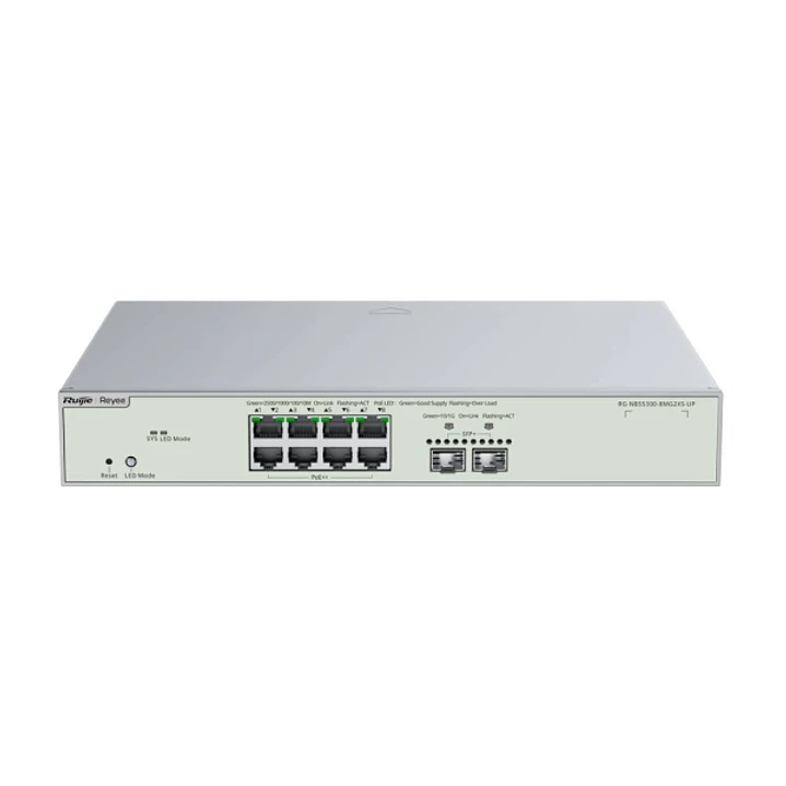 Ruijie RG-NBS5300-8MG2XS-UP Switch con Autonegociacion - 8 Puertos Ethernet hasta 2.5Gbps - 2x SFP+ hasta 10Gbps - PoE/PoE+/PoE++ hasta 370W - Fuente  1