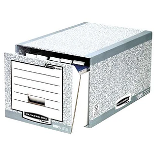 Fellowes Bankers Box Cajon Archivador - Montaje Manual - Carton Reciclado Certificacion FSC - Color Gris