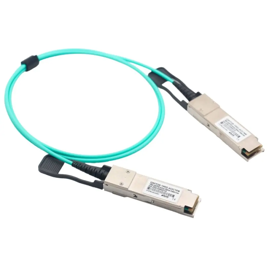 Ruijie 100G-AOC-10M Cable de Fibra Optica AOC - QSFP28 - 10 Metros - 100 Gbps por Canal - Color Turquesa 1