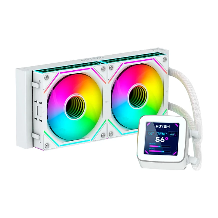 Abysm Oceanic LCD 240 ARGB Kit de Refrigeracion Liquida - 2 Ventiladores de 120mm - Iluminacion ARGB - Pantalla LCD 2.8