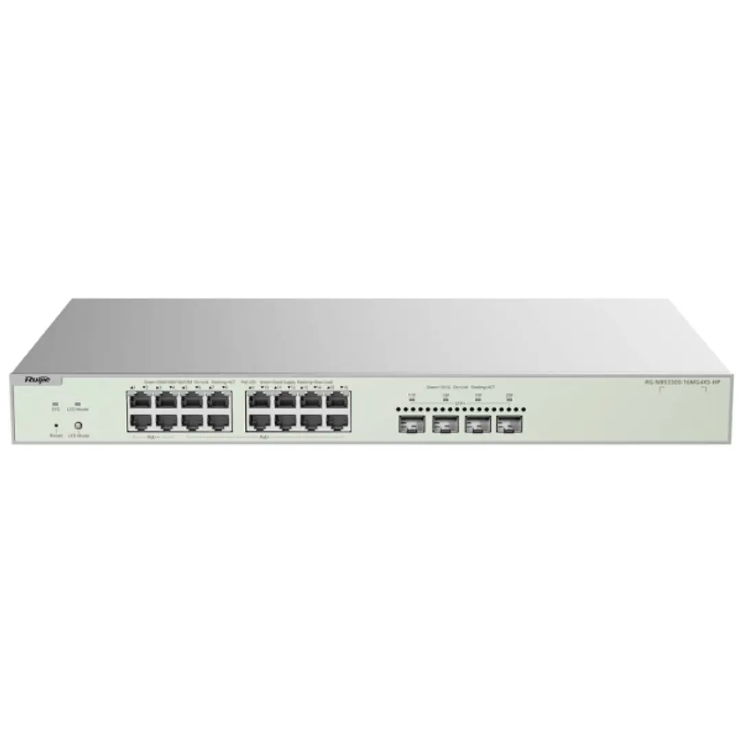 Ruijie RG-NBS3300-16MG4XS-HP Switch Gestionado en Capa 2 - 16 Puertos Ethernet hasta 2.5Gbps - 4x SFP+ hasta 10Gbps - PoE/PoE+ hasta 370W - Fuente de  1
