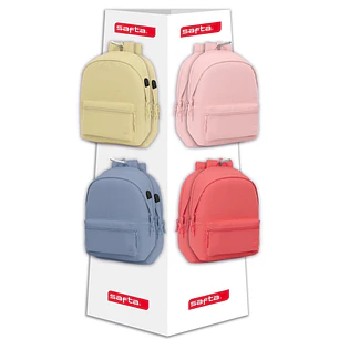 Safta Basics - 8 Ganchos - 16 Mochilas Incluidas - Carton Reciclado - 42x160x42cm - Colores Surtidos