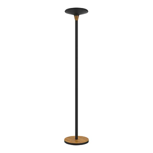 Unilux Baly Bamboo Lampara de Pie LED - Atenuador Tactil de 3 Intensidades - Luz Calida - Fabricada en Bambu y Acero - Base Resistente - Color Negro