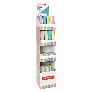 Safta Expositor con Portatodos - Carton Resistente - Cuatro Alturas - Modelos Variados de Portatodos - Presentacion Ordenada y Atractiva - 200x20x55mm