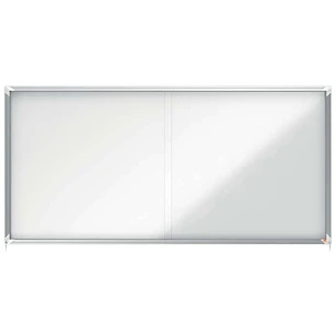 Nobo Vitrina Interior para 27 Hojas A4 con Superficie Magnetica y Puerta Deslizante - 997x2072x54mm - Marco de Aluminio - Puertas de Cristal de Seguri