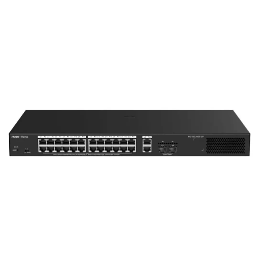 Ruijie RG-ES228GS-LP Switch - 26 Puertos Ethernet hasta 1Gbps - 2x SFP 1Gbps - PoE/PoE+ hasta 250W - Gestionado en la Nube - Color Negro 1