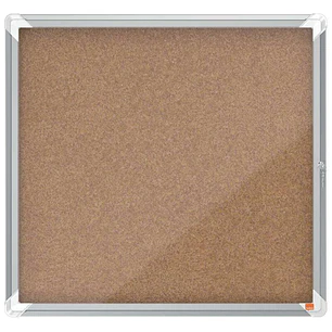 Nobo Vitrina para 6 Hojas A4 con Superficie de Corcho - 752x692x37mm - Puerta de Cristal de Seguridad - Marco de Aluminio - Color Natural