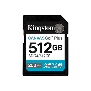 Kingston Tarjeta SDXC 512GB UHS-I U3 V30 Clase 10 200MB/s Canvas Go Plus