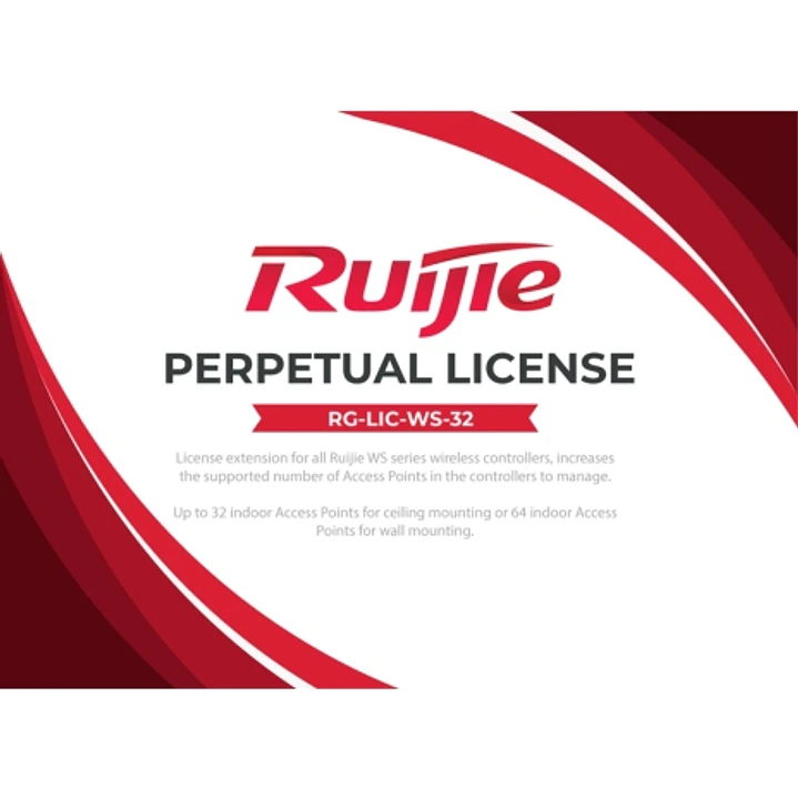 Ruijie RG-LIC-WS-32 Licencia Software - 32 Puntos de Acceso Gestionados o 64 Puntos de Acceso de Pared - Gestion Centralizada de la Red Inalambrica 1