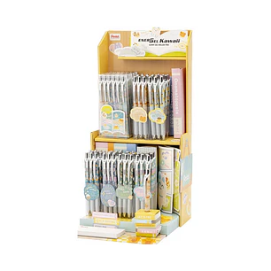 Pentel Energel Kawaii Expositor con 72 Boligrafos de Tinta Gel Retractiles 0.5mm - Trazo 0.25mm - Recargable - Grip de Agarre - 54% Plastico Reciclado
