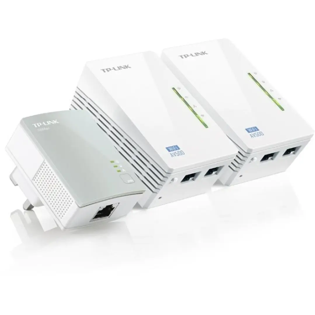 TP-Link TL-WPA4220 TKIT Pack de 3 Adaptadores Powerline - Velocidad hasta 300Mbps - Cobertura hasta 300m - WiFi AV600 - 2 Puertos Ethernet - Plug and  1