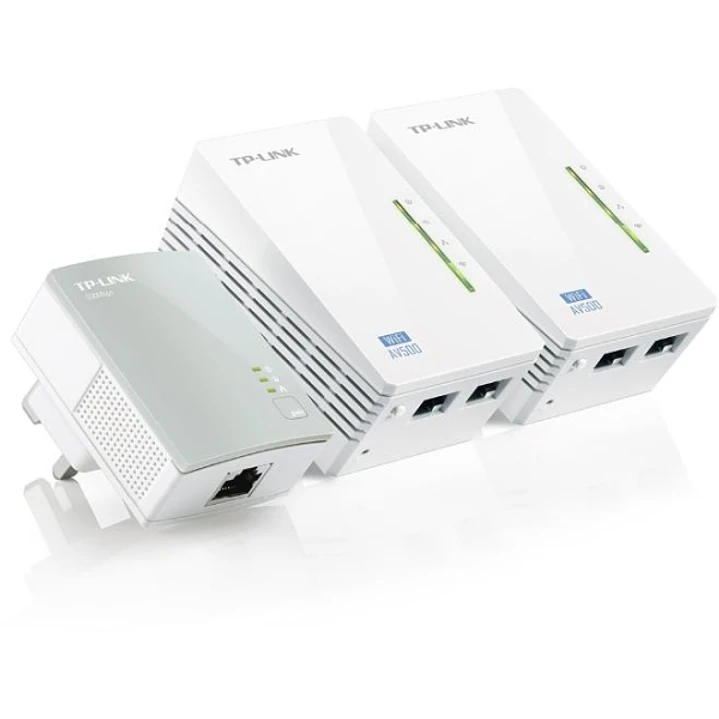 TP-Link TL-WPA4220 TKIT Pack de 3 Adaptadores Powerline - Velocidad hasta 300Mbps - Cobertura hasta 300m - WiFi AV600 - 2 Puertos Ethernet - Plug and  1