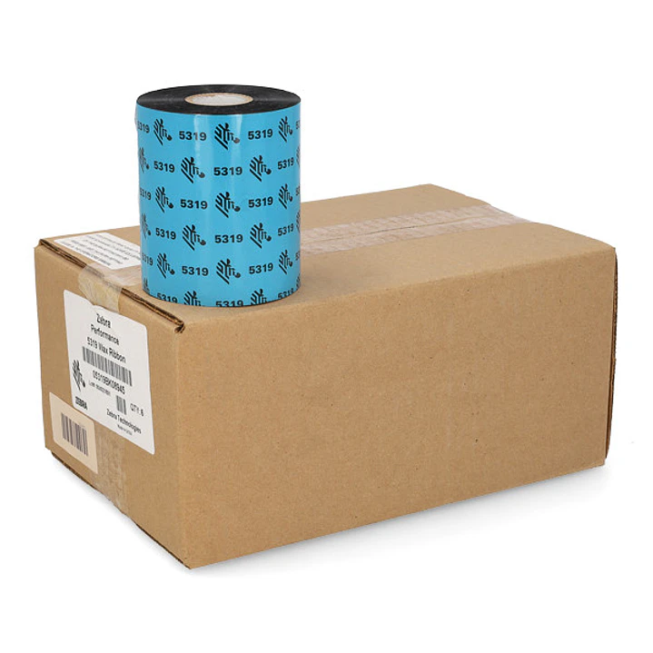 Zebra ZipShip 5319 Pack de 6 Cintas de Transferencia Termica Original de Cera - Ancho 89mm, Longitud 450m 1