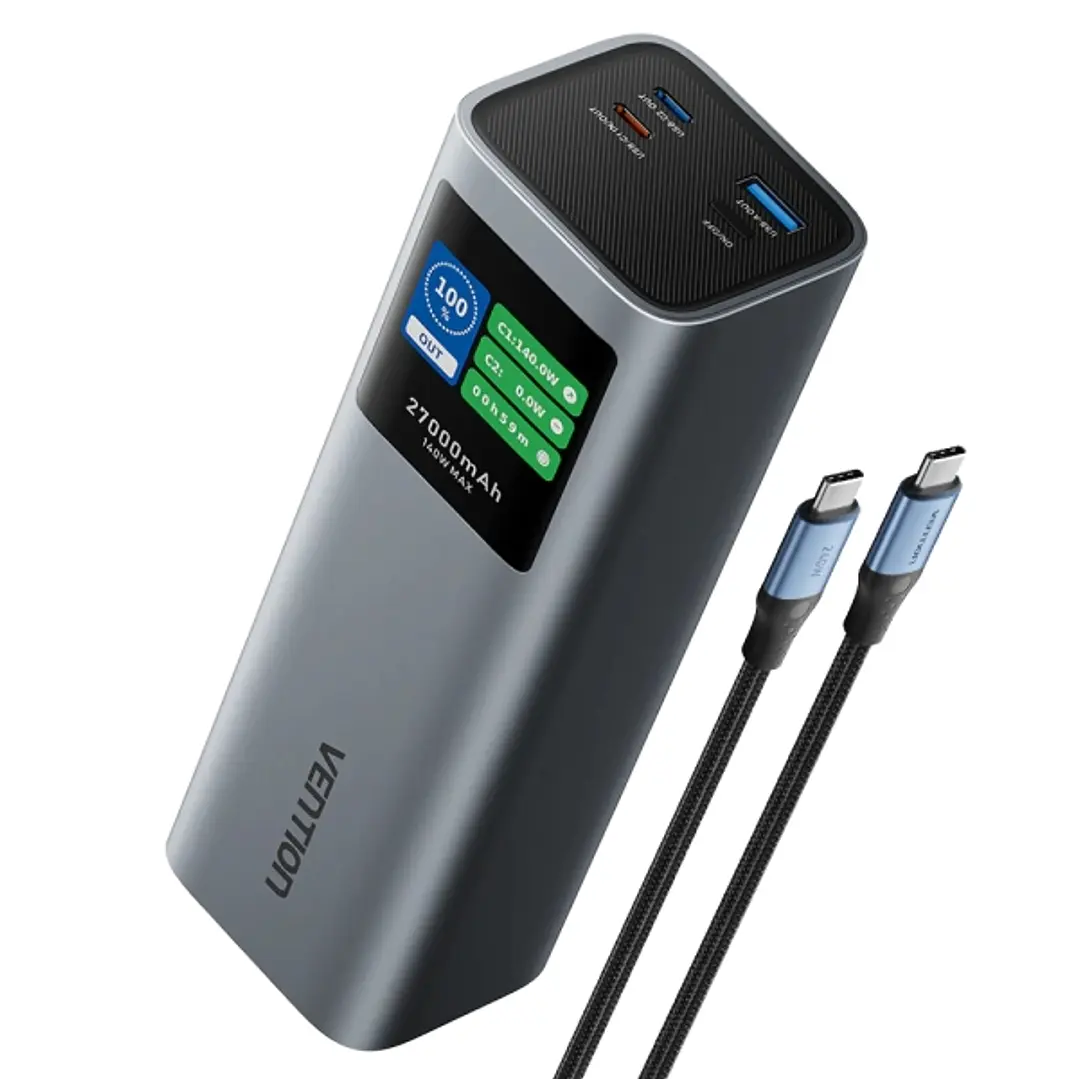 Vention Powerbank de 27000mAh - Potencia de Salida hasta 140W - Power Delivery - USB-A - USB-C - Color Gris 1