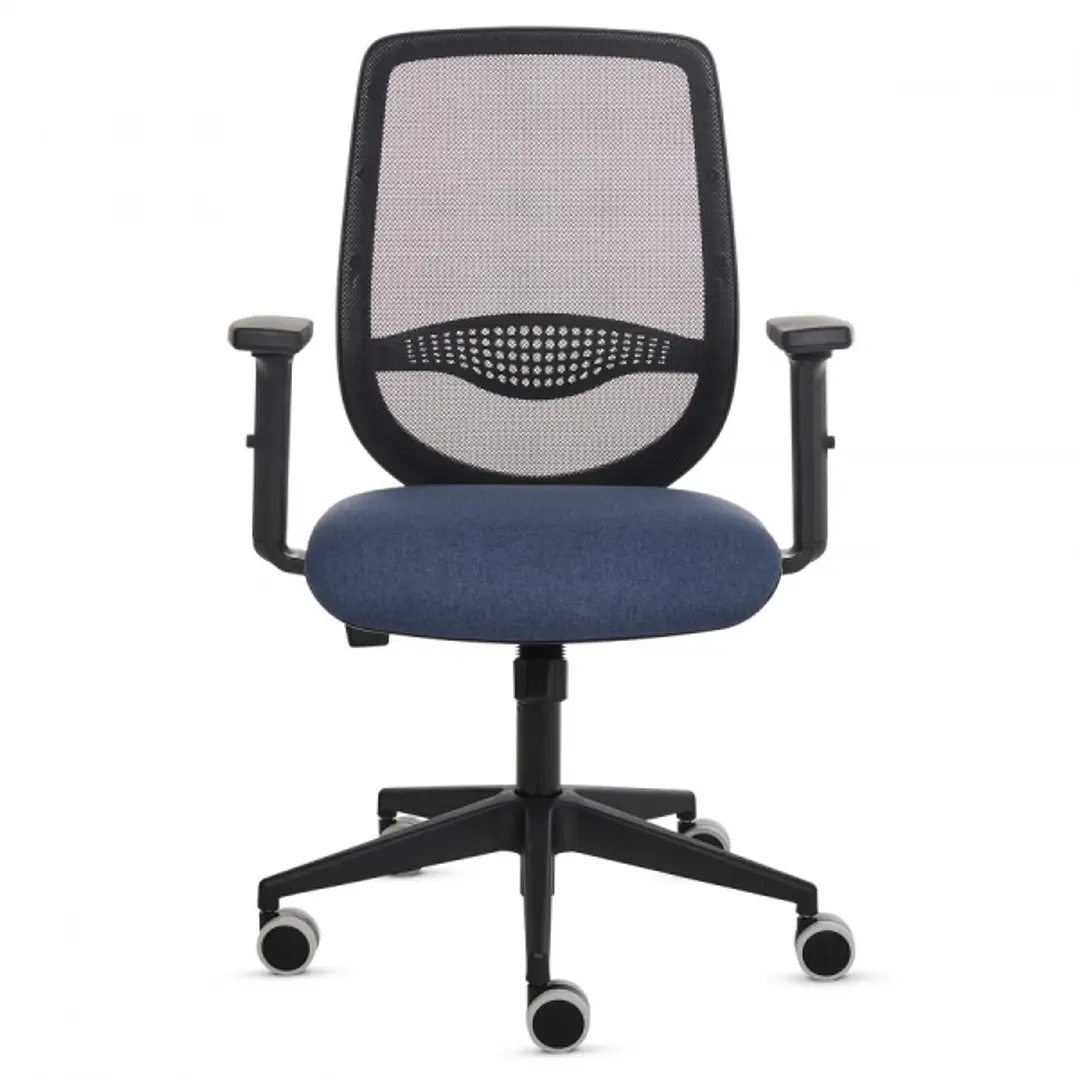 Fellowes Fluenza Silla de Oficina - Respaldo de Malla Transpirable - Reposabrazos Acolchados 2D - Ajuste por Elevacion a Gas - Tejido Ignifugo y Rueda 1
