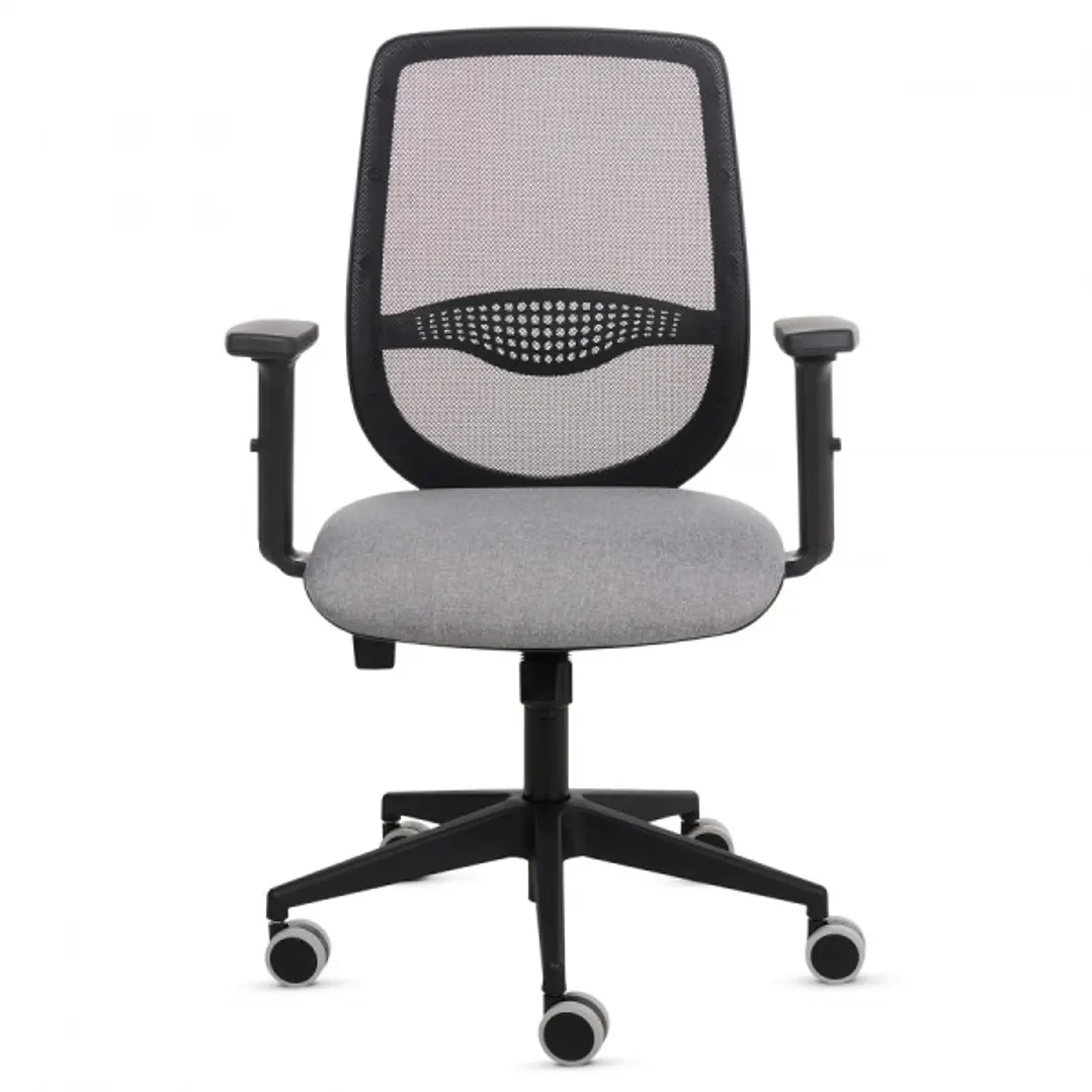 Fellowes Fluenza Silla de Oficina - Respaldo de Malla Transpirable - Reposabrazos Acolchados 2D - Ajuste por Elevacion a Gas - Tejido Ignifugo y Rueda 1