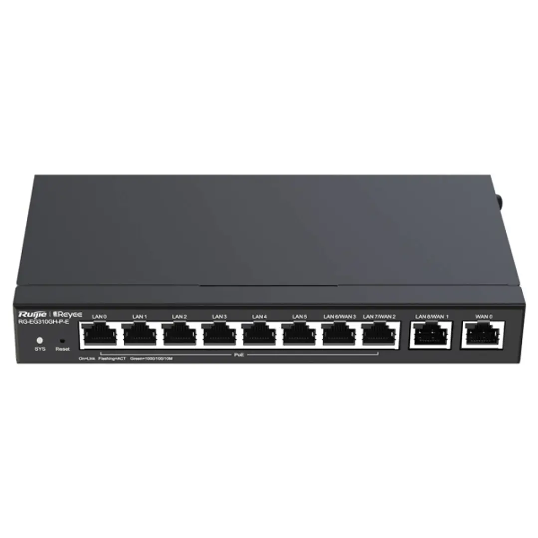 Ruijie RG-EG310GH-P-E Router de Sobremesa - 10 Puertos - 8x PoE+ 110W - 1.5Gbps - Capacidad hasta 300 Usuarios - Gestion en la Nube - Color Negro 1