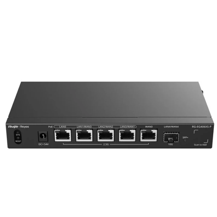 Ruijie RG-EG406XS-P Router Gestionado - 6 Puertos - 5x Ethernet 2.5Gbps - SFP+ - 4x PoE+ 110W - Gestion en la Nube - Color Negro 1
