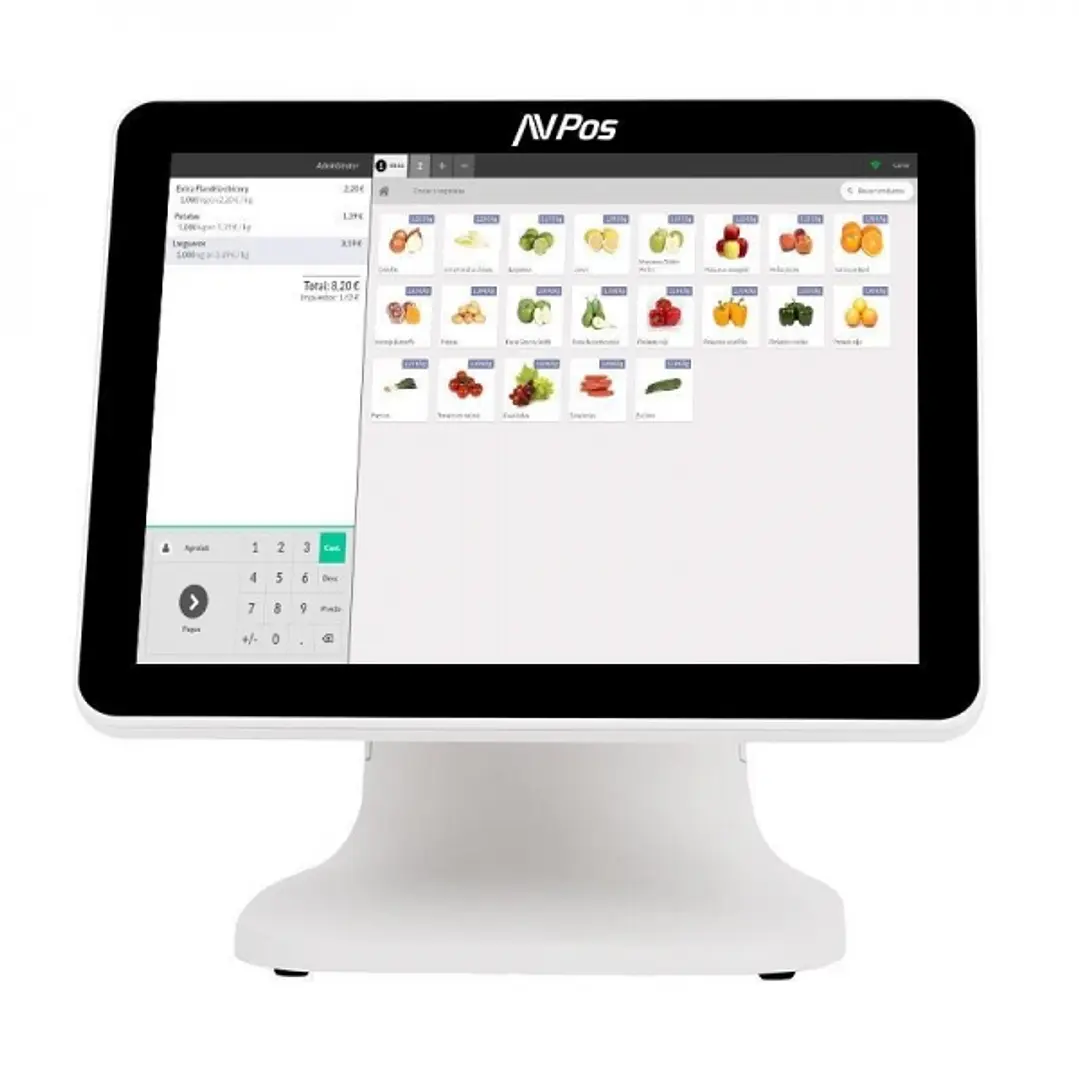 AVPos TPV K5000 Aluminio 15 Tactil Blanco - I7 - 8Gb Memoria - SSD 128gb - VGA y HDMI - Color Blanco 1