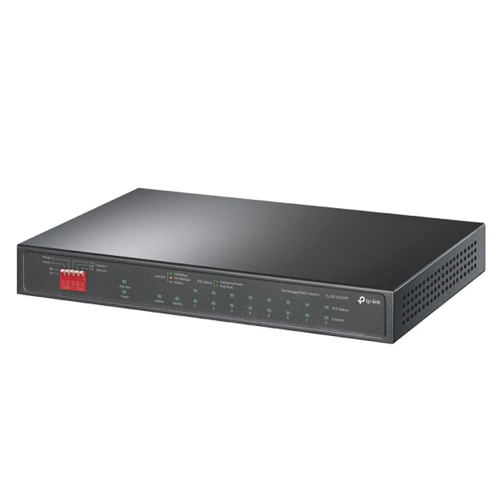 TP-Link TL-SG1210PP Switch 10 Puertos - No Administrado - 8xRJ45 PoE+ 1Gbps - 2xRJ45 1Gbps - Conmutacion hasta 20Gbps - Soporta QOS - Plug and Play -  1