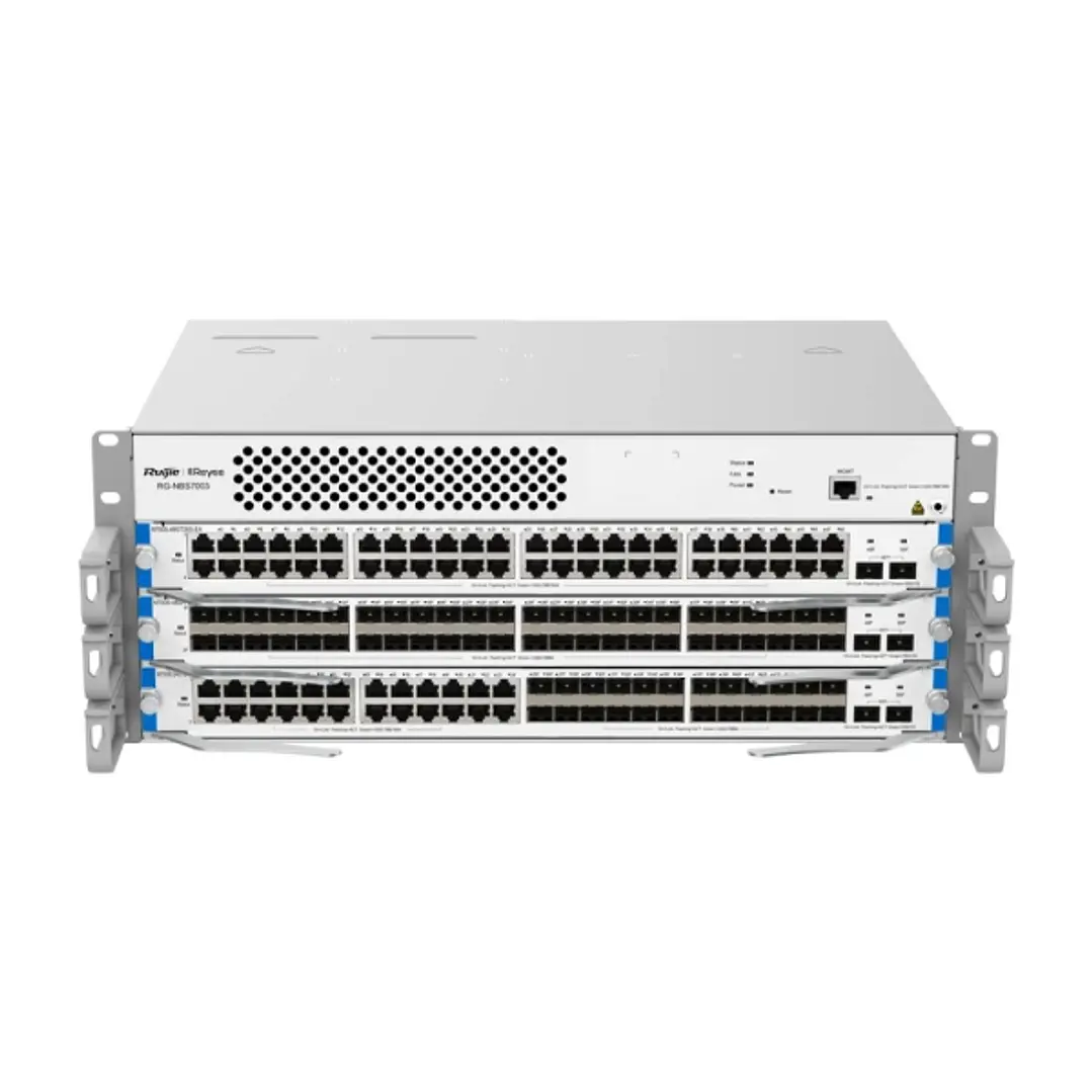 Ruijie RG-NBS7003 Switch con 3 Modulos - Montaje en Rack 4U - 2 Ranuras de Alimentacion - Modulo Ventilador Ampliable - Color Acero 1