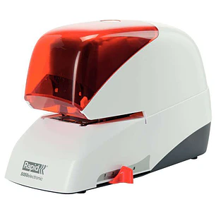 Rapid Grapadora Electrica Supreme R5050E - 50 Hojas - Carga de Cartucho - Duradera - Plata/Naranja