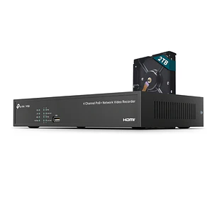 TP-Link Vigi NVR1004H-4P-2TB Grabadora para Videovigilancia - 4 Canales - RJ45 - HDMI - VGA - 2xUSB - 2TB Preinstalados y Capacidad hasta 10TB - Decod
