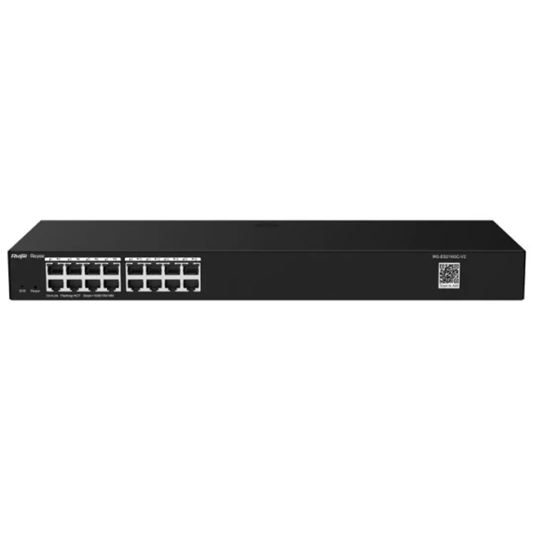 Ruijie RG-ES216GC-V2 Switch - Montaje en Rack 1U - 16 Puertos - Velocidad hasta 1Gbps - Color Negro 1