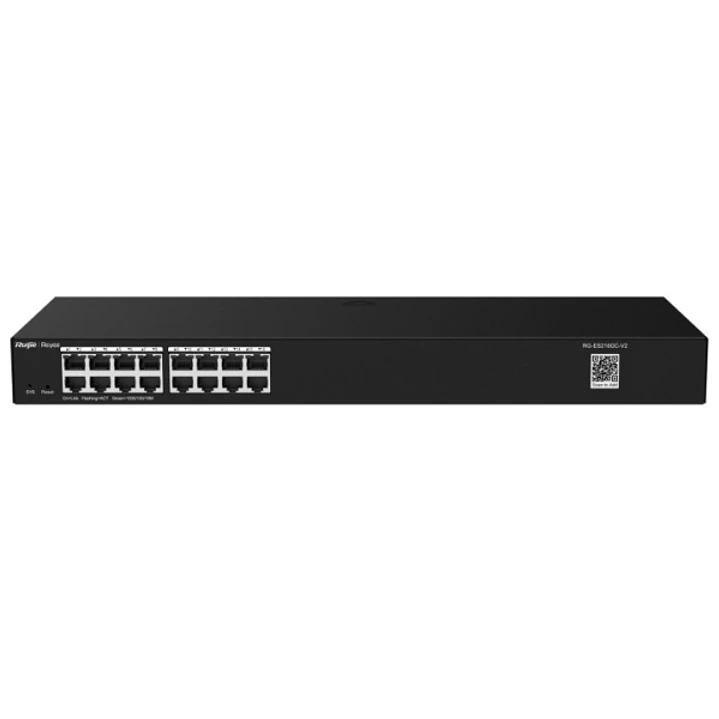 Ruijie RG-ES216GC-V2 Switch - Montaje en Rack 1U - 16 Puertos - Velocidad hasta 1Gbps - Color Negro 1
