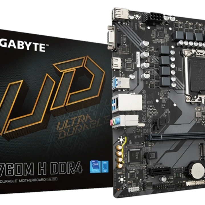 Gigabyte B760M H DDR4 Placa Base Intel1700 2x DDR4 - M.2, SATA, PCIe3.0 - HDMI, VGA, DP, RJ-45, USB 3.2 - MicroATX 1