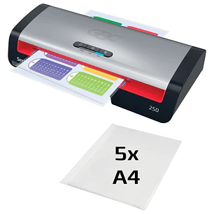 GBC 250 Home Office A4 Plastificadora - Calentamiento en 1 Minuto - Desde Documentos de Identidad hasta Documentos A4 - Compatible con Bolsas de 75 a 